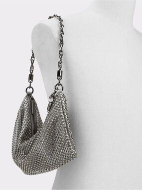 Aldo Silver Chainmail Shoulder Bag with Chain Strap